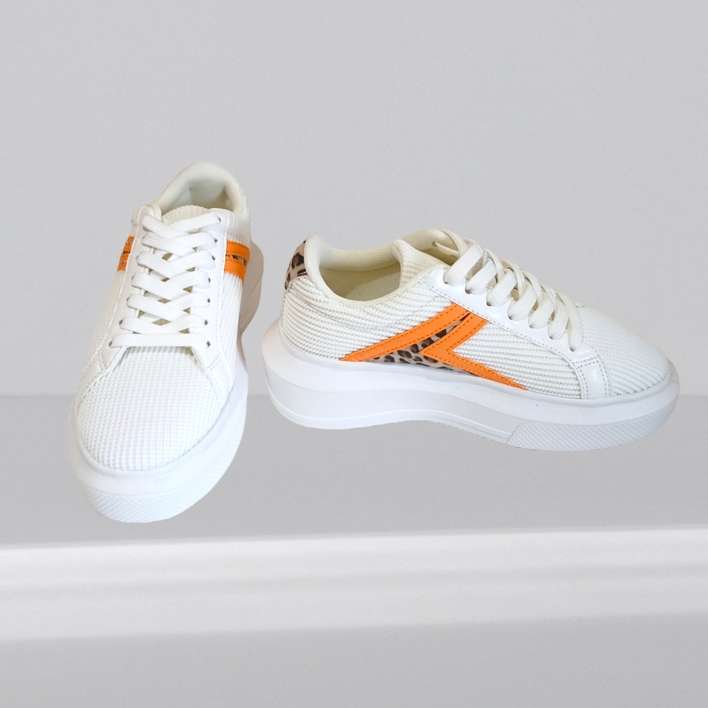 NEW 💐 Cuccoo Leopard Detail Color Block Platform Skate Shoes - Picture 14 of 16